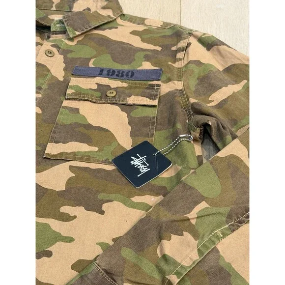 Rare Stussy Camo  International Worldwide Tribe Button Up Shirt  Mens XL - Picture 3 of 11